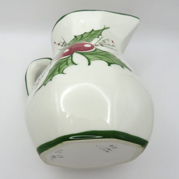 RCCL Portugal Hand Painted Holly Berries Ceramic Christmas Holiday Pitcher Jug - Picture 9 of 15
